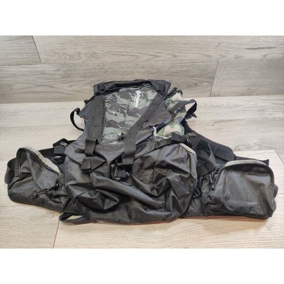 Outdoor Products Backpack Camouflage Black With Green, Multi Pockets. - Picture 5 of 8